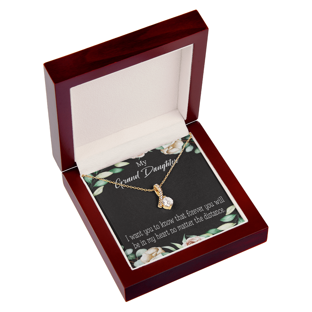 To My Granddaughter Forever in My Heart Alluring Ribbon Necklace Message Card-Express Your Love Gifts