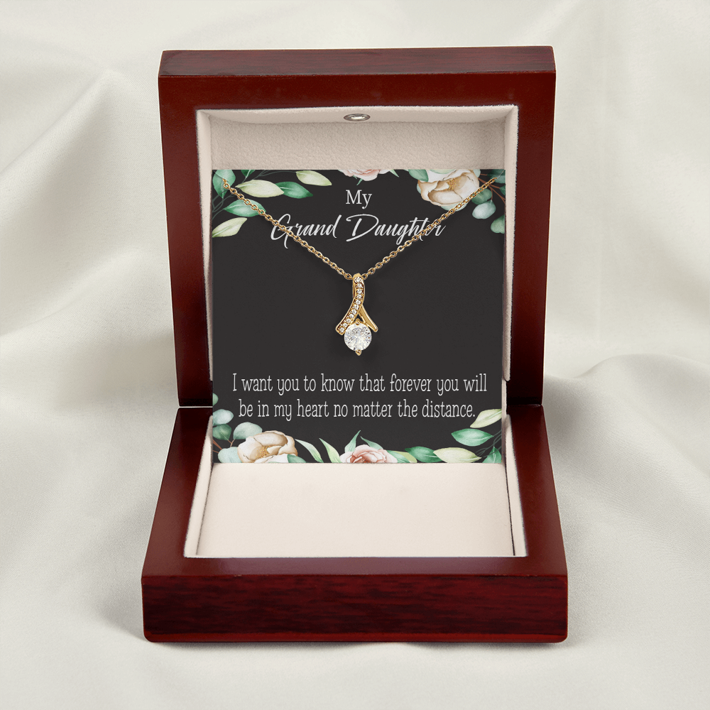 To My Granddaughter Forever in My Heart Alluring Ribbon Necklace Message Card-Express Your Love Gifts