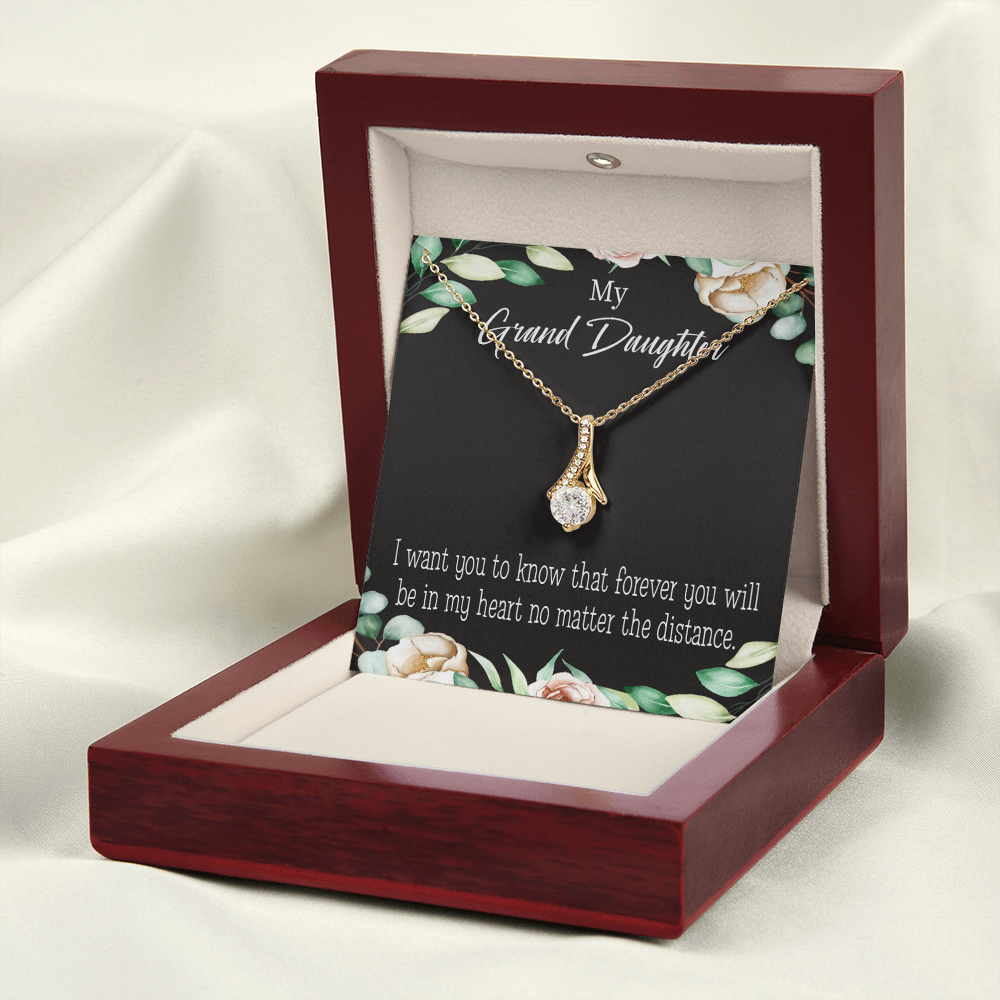 To My Granddaughter Forever in My Heart Alluring Ribbon Necklace Message Card-Express Your Love Gifts