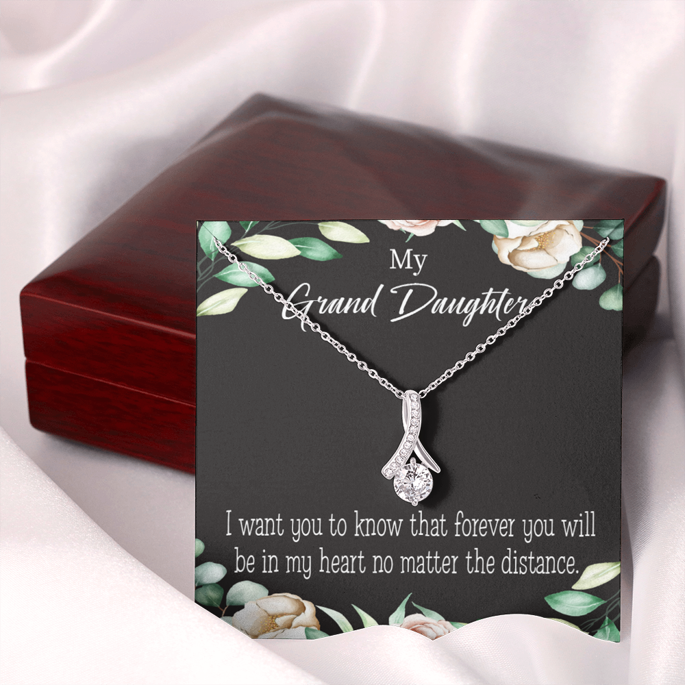 To My Granddaughter Forever in My Heart Alluring Ribbon Necklace Message Card-Express Your Love Gifts