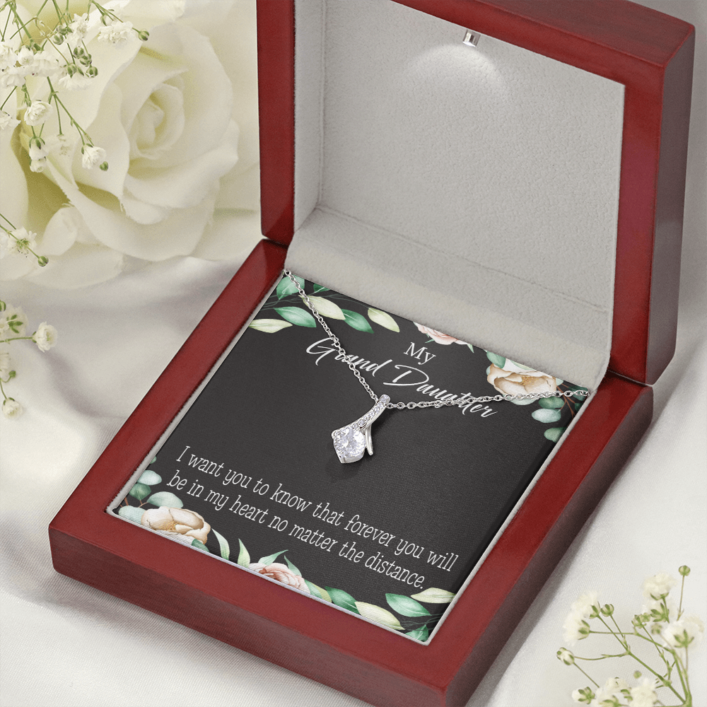 To My Granddaughter Forever in My Heart Alluring Ribbon Necklace Message Card-Express Your Love Gifts