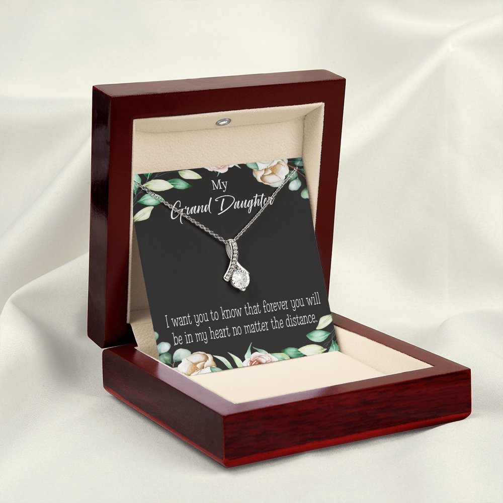 To My Granddaughter Forever in My Heart Alluring Ribbon Necklace Message Card-Express Your Love Gifts