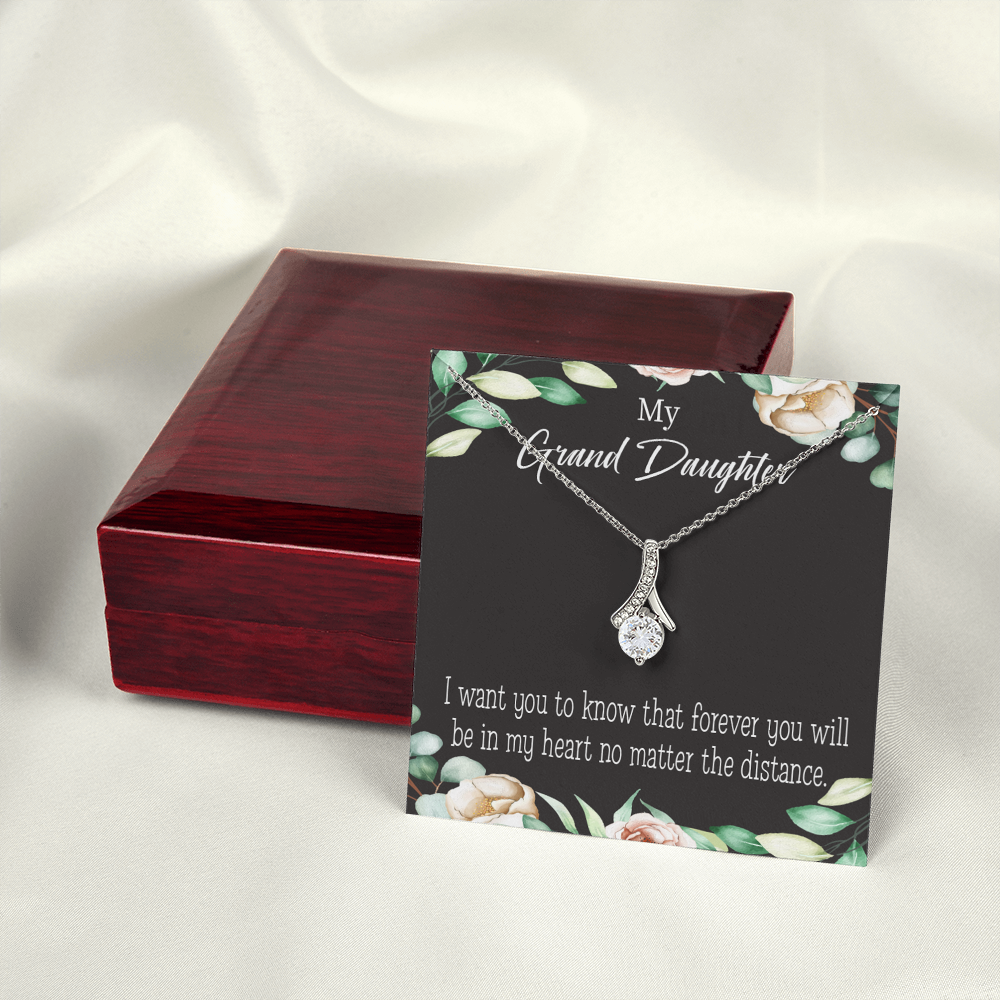 To My Granddaughter Forever in My Heart Alluring Ribbon Necklace Message Card-Express Your Love Gifts