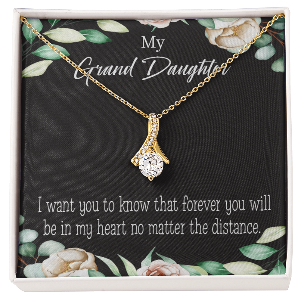 To My Granddaughter Forever in My Heart Alluring Ribbon Necklace Message Card-Express Your Love Gifts