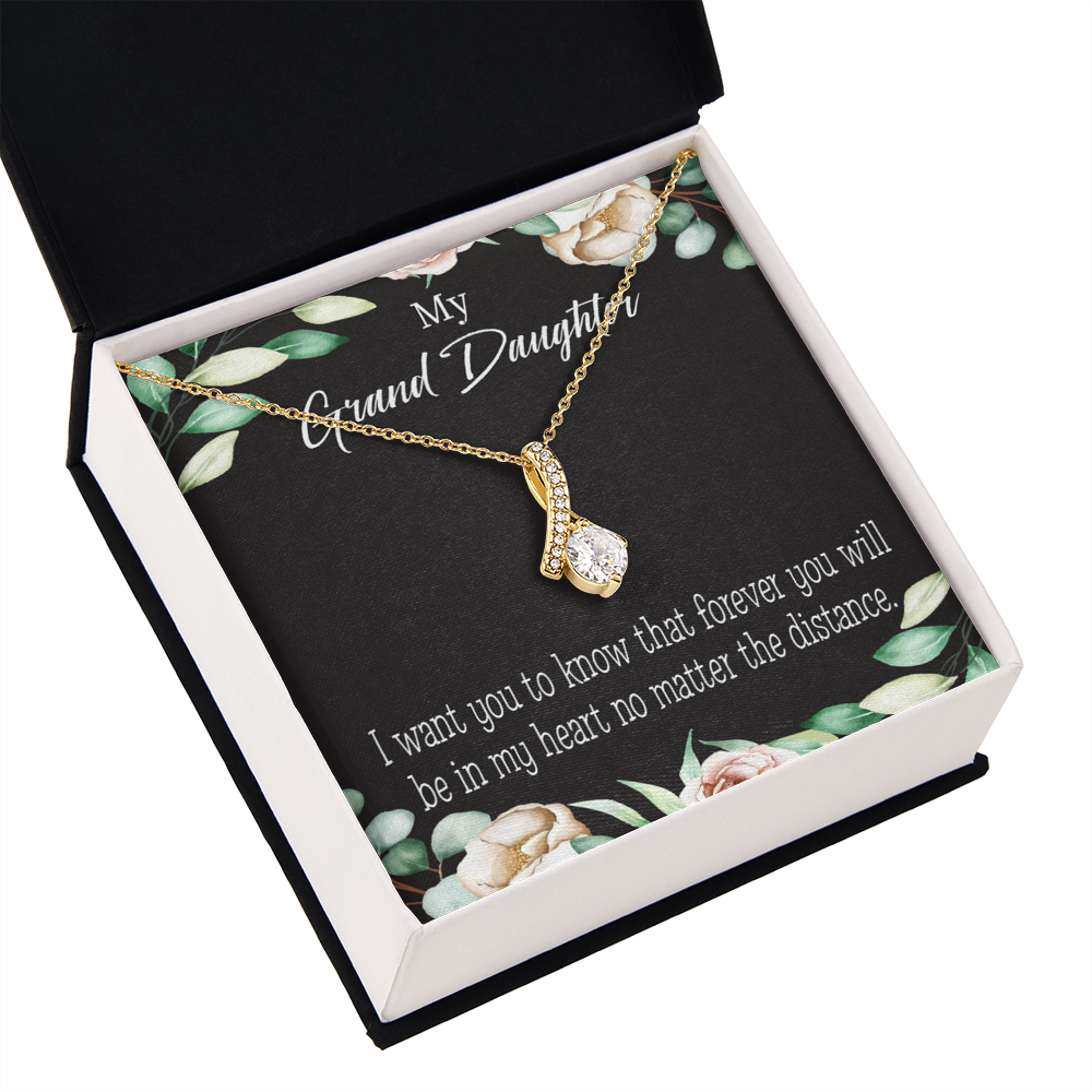 To My Granddaughter Forever in My Heart Alluring Ribbon Necklace Message Card-Express Your Love Gifts