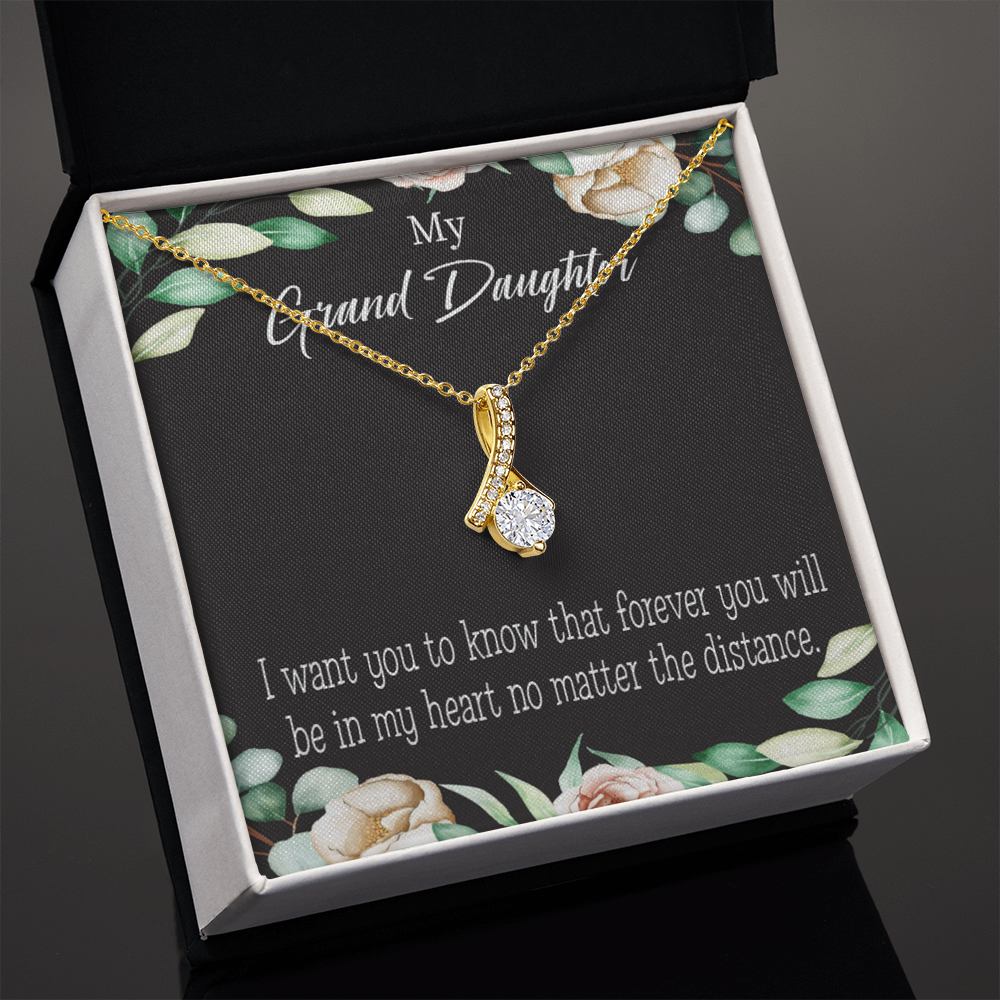 To My Granddaughter Forever in My Heart Alluring Ribbon Necklace Message Card-Express Your Love Gifts