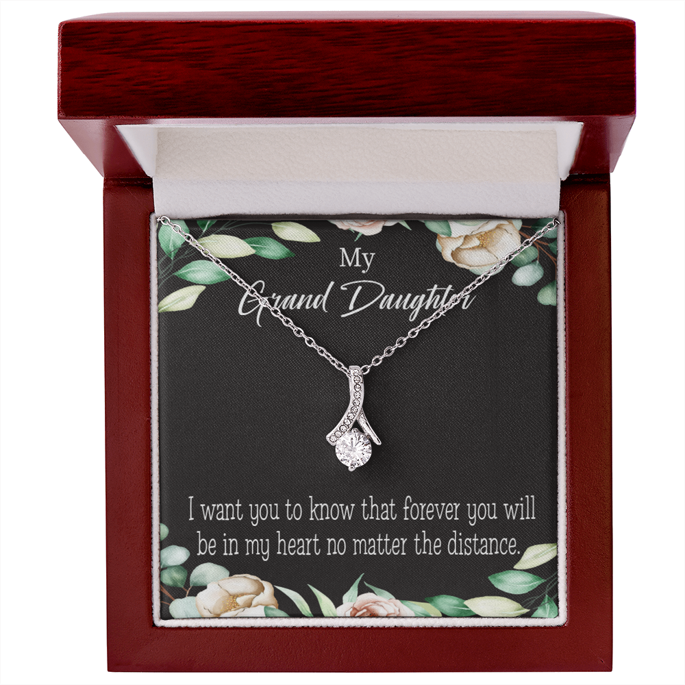 To My Granddaughter Forever in My Heart Alluring Ribbon Necklace Message Card-Express Your Love Gifts