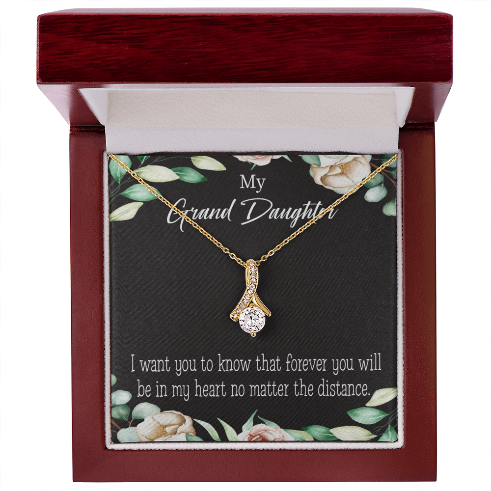 To My Granddaughter Forever in My Heart Alluring Ribbon Necklace Message Card-Express Your Love Gifts