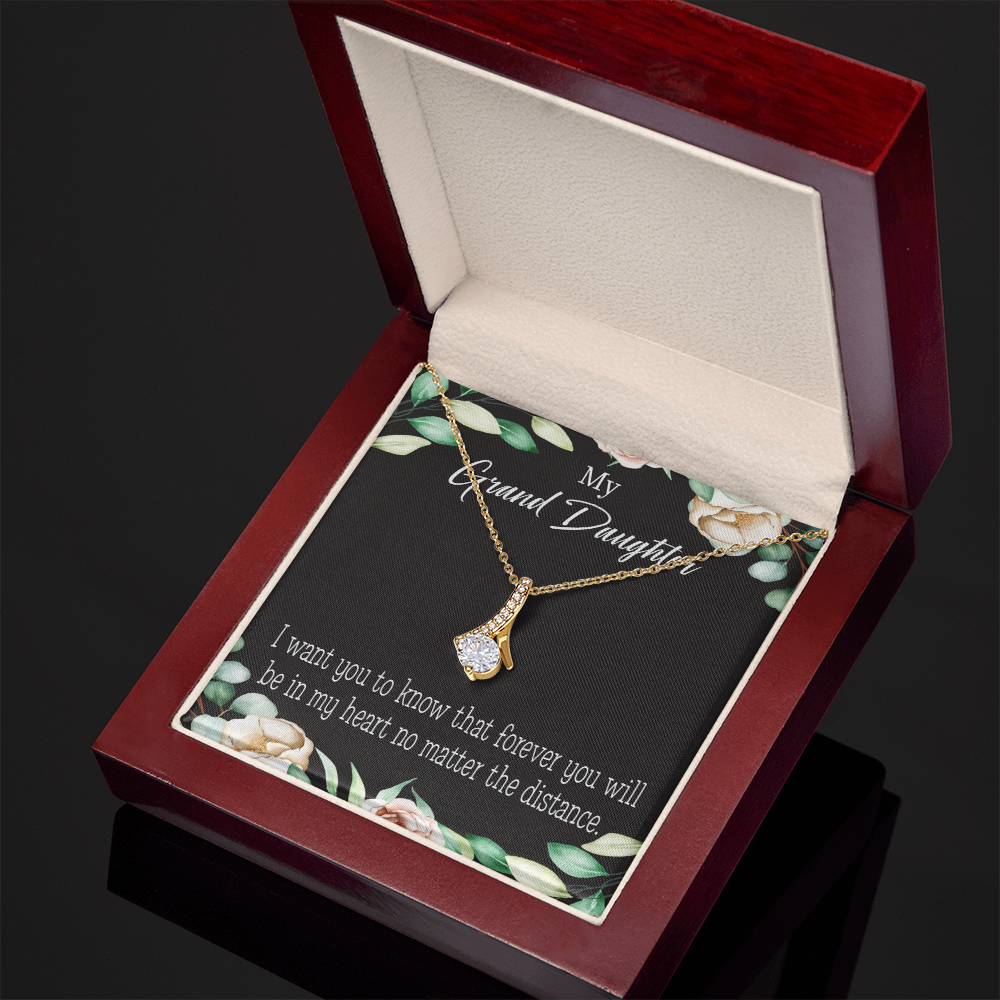 To My Granddaughter Forever in My Heart Alluring Ribbon Necklace Message Card-Express Your Love Gifts