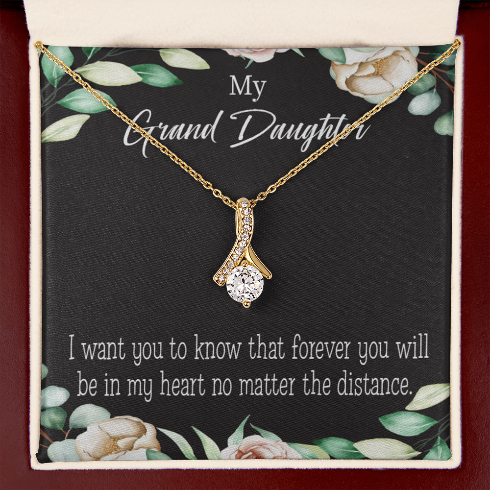To My Granddaughter Forever in My Heart Alluring Ribbon Necklace Message Card-Express Your Love Gifts