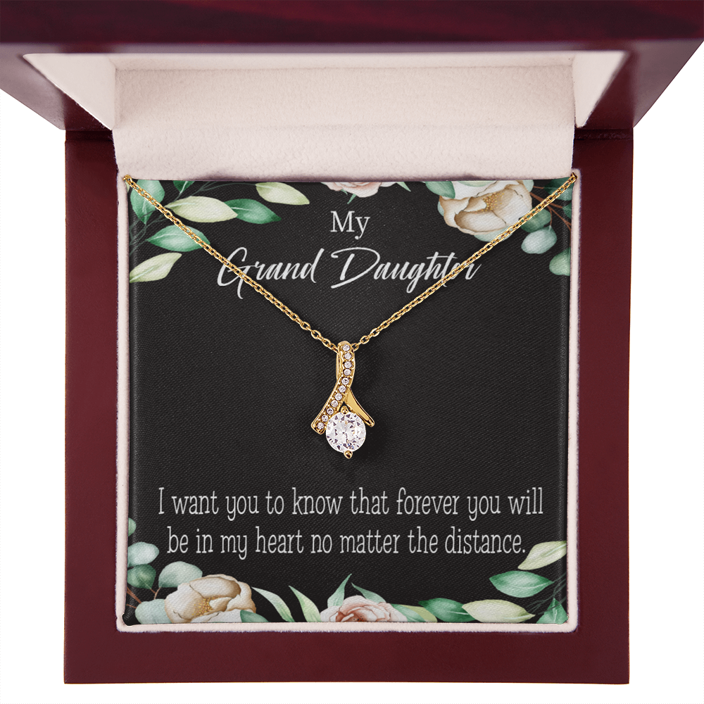 To My Granddaughter Forever in My Heart Alluring Ribbon Necklace Message Card-Express Your Love Gifts