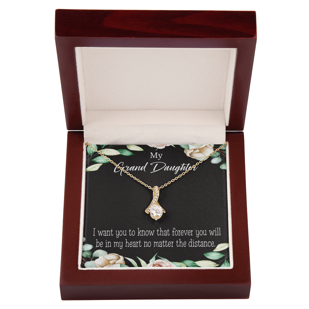 To My Granddaughter Forever in My Heart Alluring Ribbon Necklace Message Card-Express Your Love Gifts