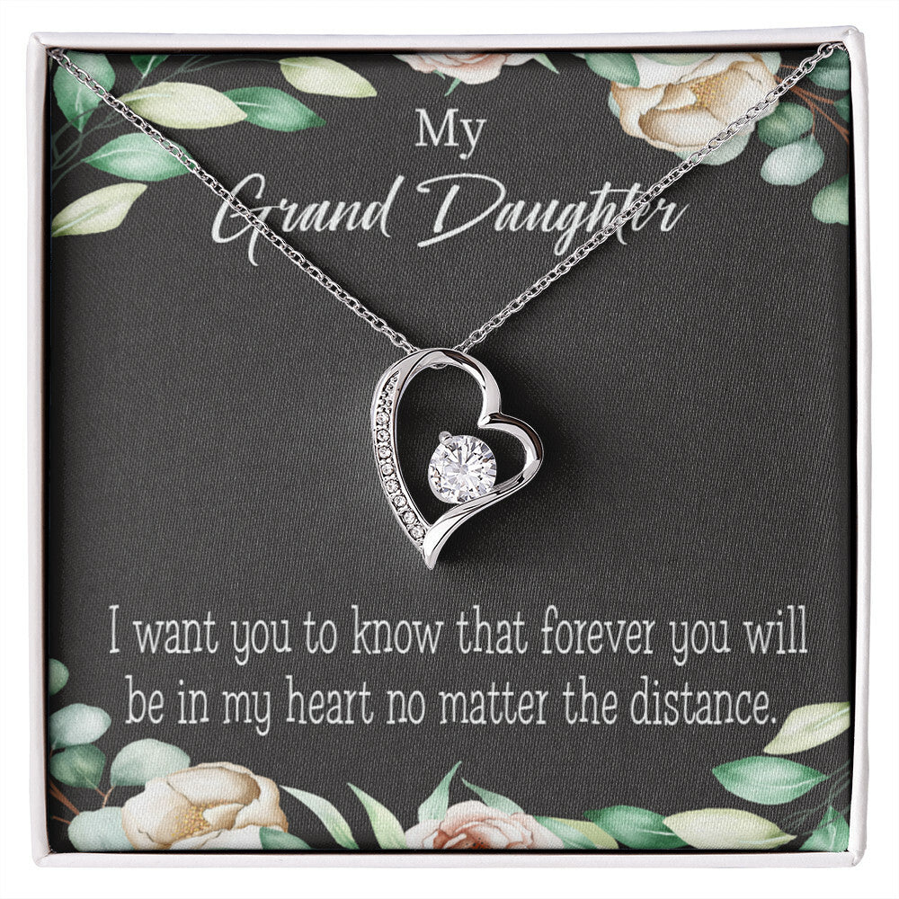 To My Granddaughter Forever in My Heart Forever Necklace w Message Card-Express Your Love Gifts