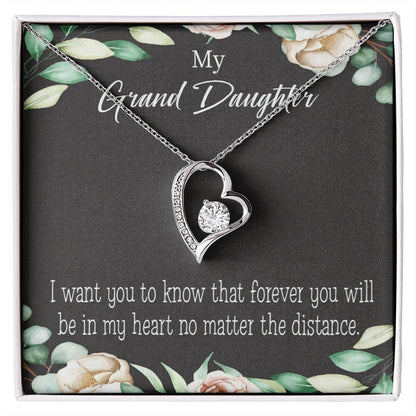 To My Granddaughter Forever in My Heart Forever Necklace w Message Card-Express Your Love Gifts