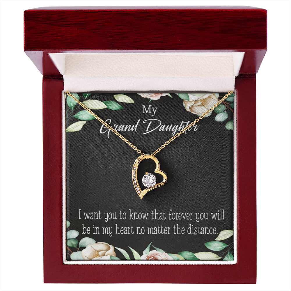 To My Granddaughter Forever in My Heart Forever Necklace w Message Card-Express Your Love Gifts