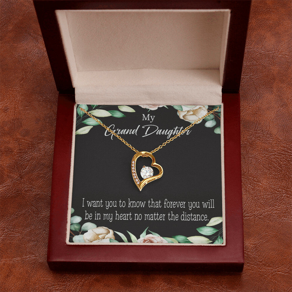 To My Granddaughter Forever in My Heart Forever Necklace w Message Card-Express Your Love Gifts