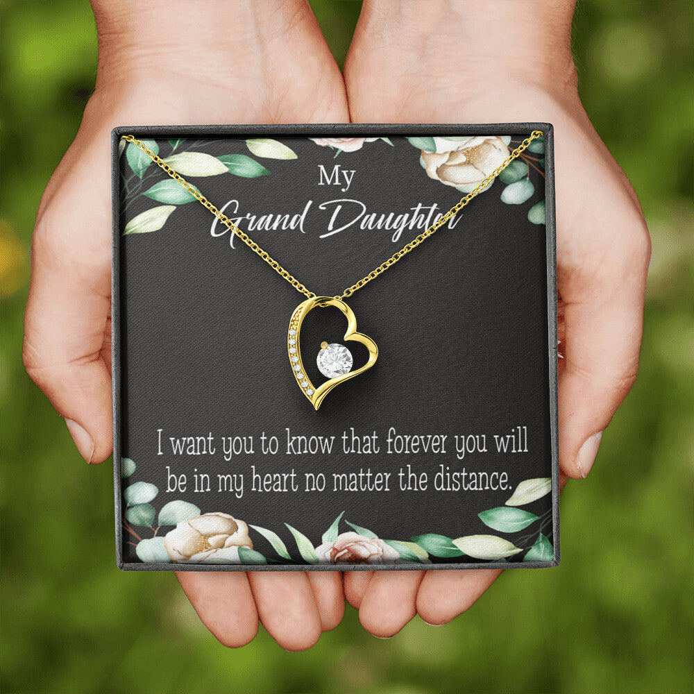To My Granddaughter Forever in My Heart Forever Necklace w Message Card-Express Your Love Gifts