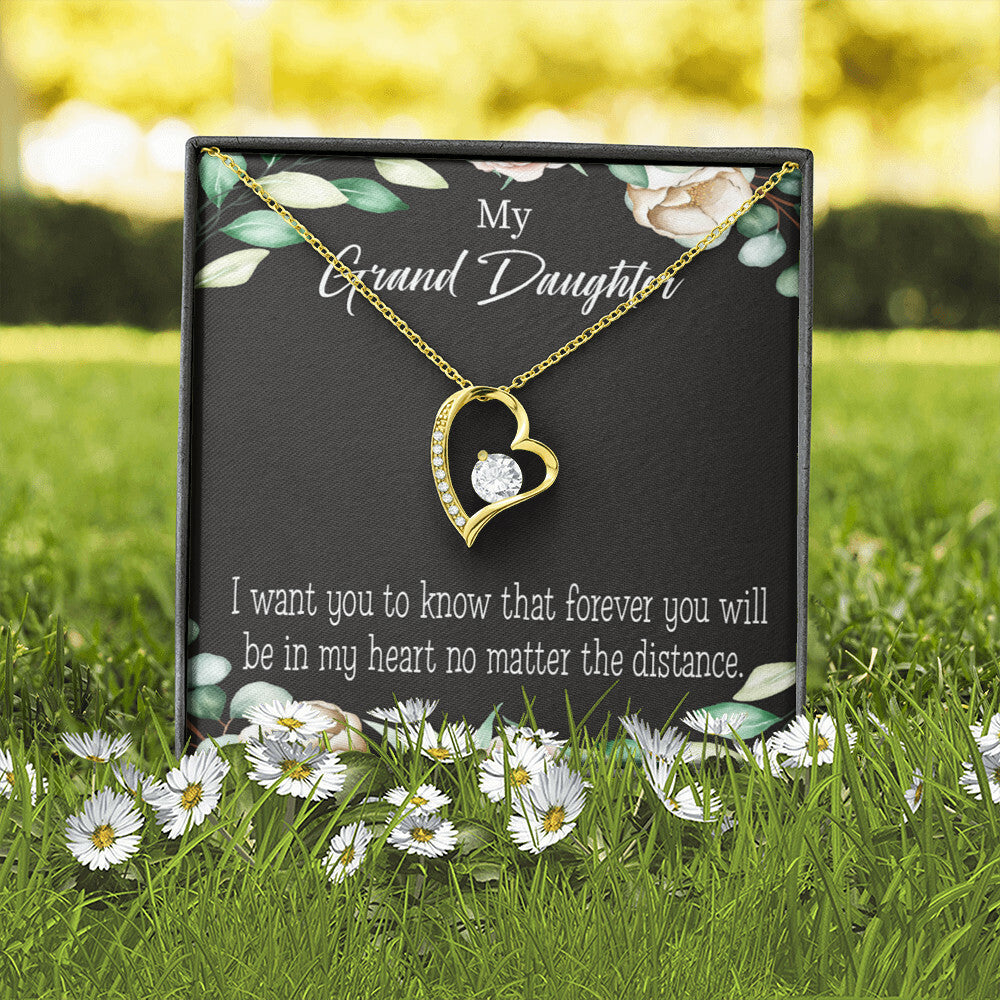 To My Granddaughter Forever in My Heart Forever Necklace w Message Card-Express Your Love Gifts