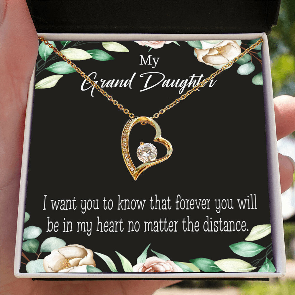 To My Granddaughter Forever in My Heart Forever Necklace w Message Card-Express Your Love Gifts