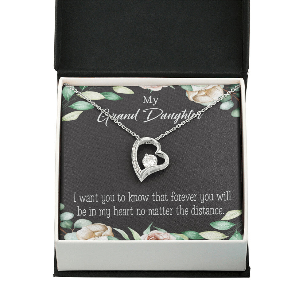 To My Granddaughter Forever in My Heart Forever Necklace w Message Card-Express Your Love Gifts