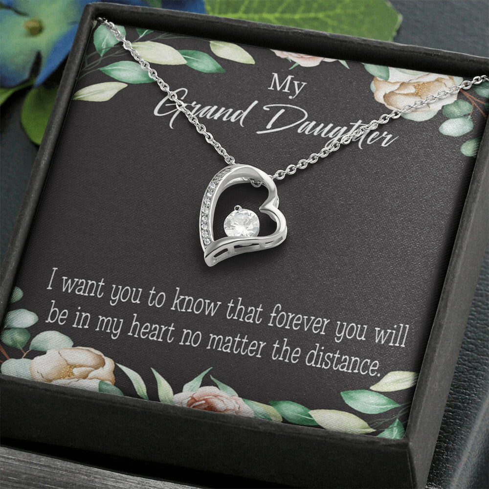 To My Granddaughter Forever in My Heart Forever Necklace w Message Card-Express Your Love Gifts