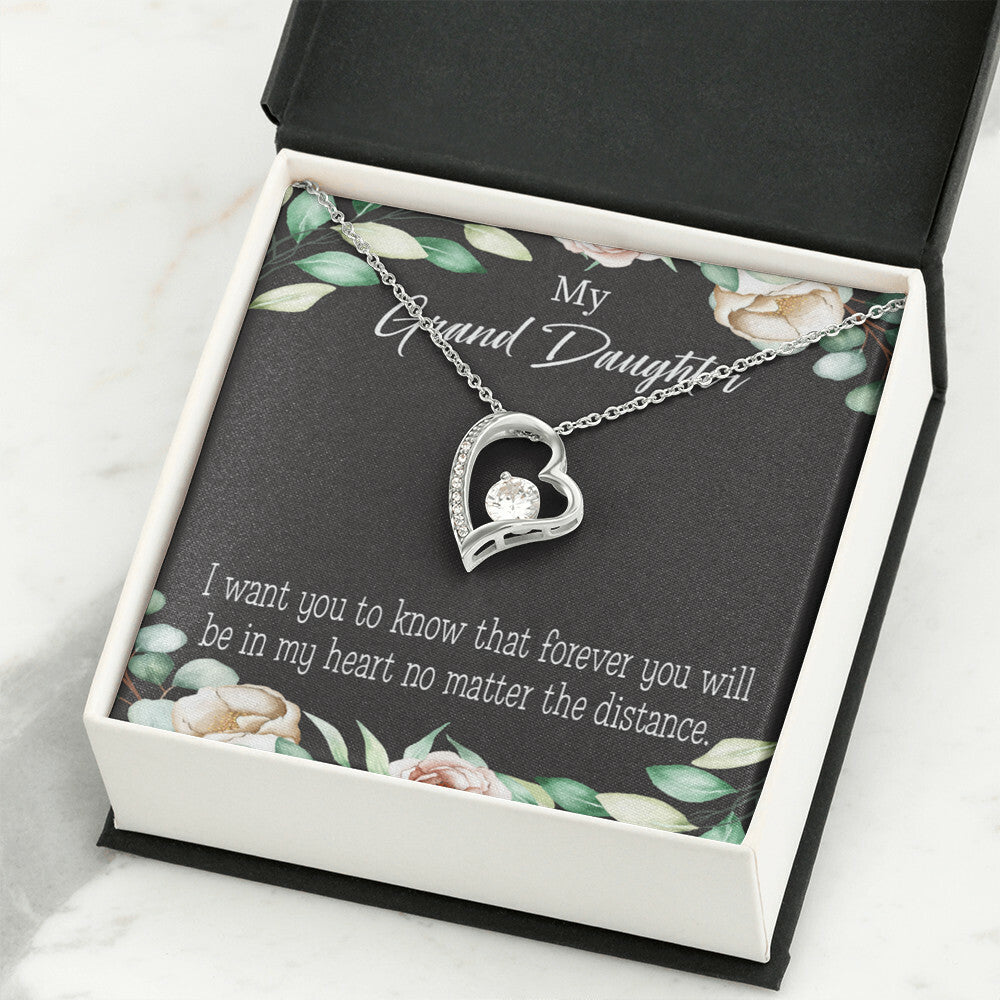 To My Granddaughter Forever in My Heart Forever Necklace w Message Card-Express Your Love Gifts