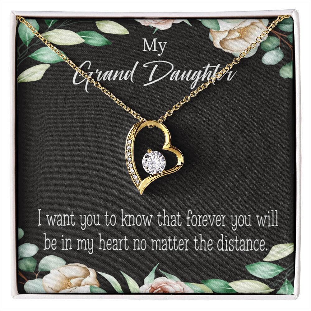 To My Granddaughter Forever in My Heart Forever Necklace w Message Card-Express Your Love Gifts