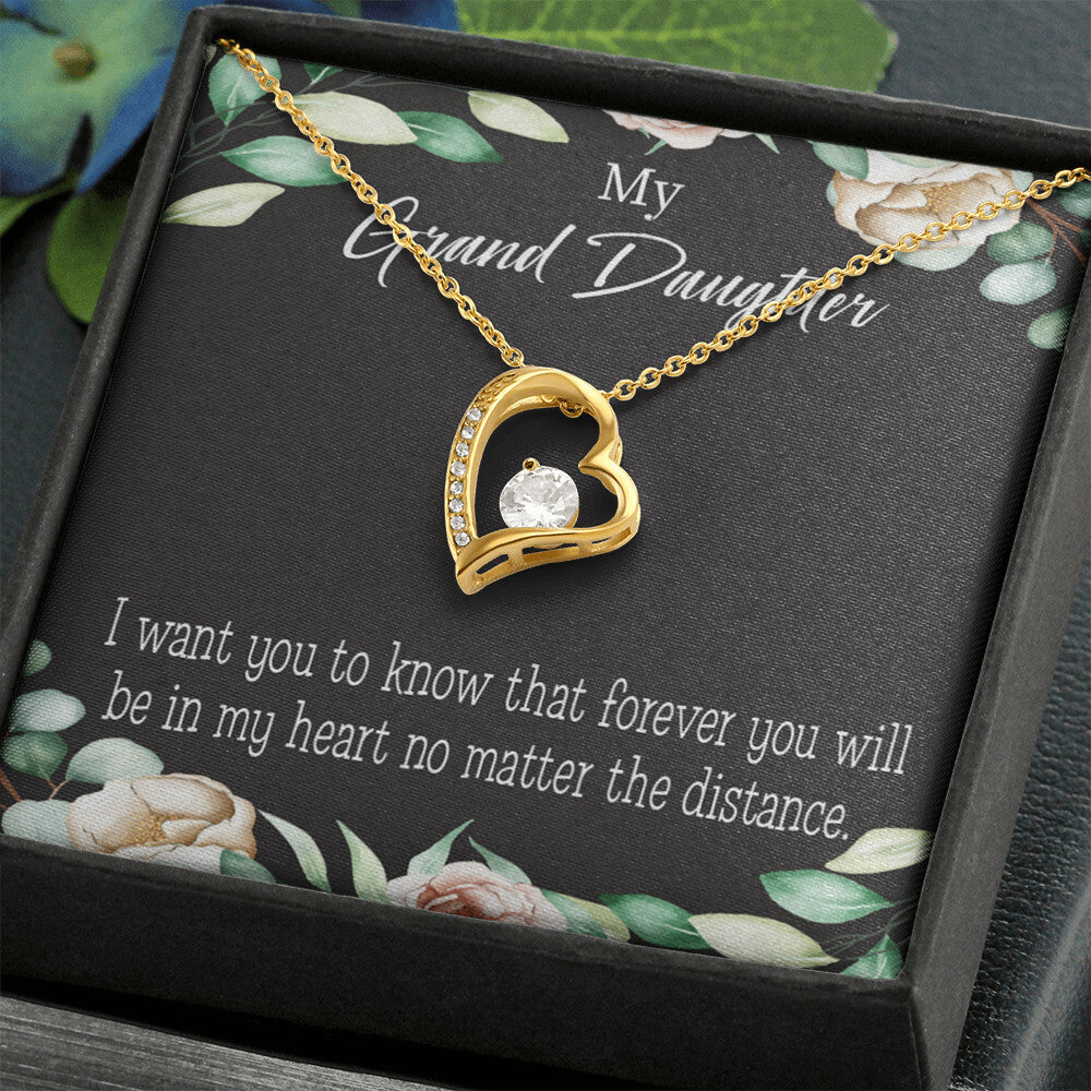 To My Granddaughter Forever in My Heart Forever Necklace w Message Card-Express Your Love Gifts