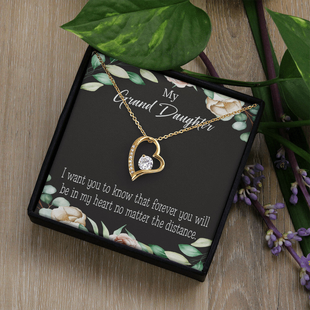 To My Granddaughter Forever in My Heart Forever Necklace w Message Card-Express Your Love Gifts