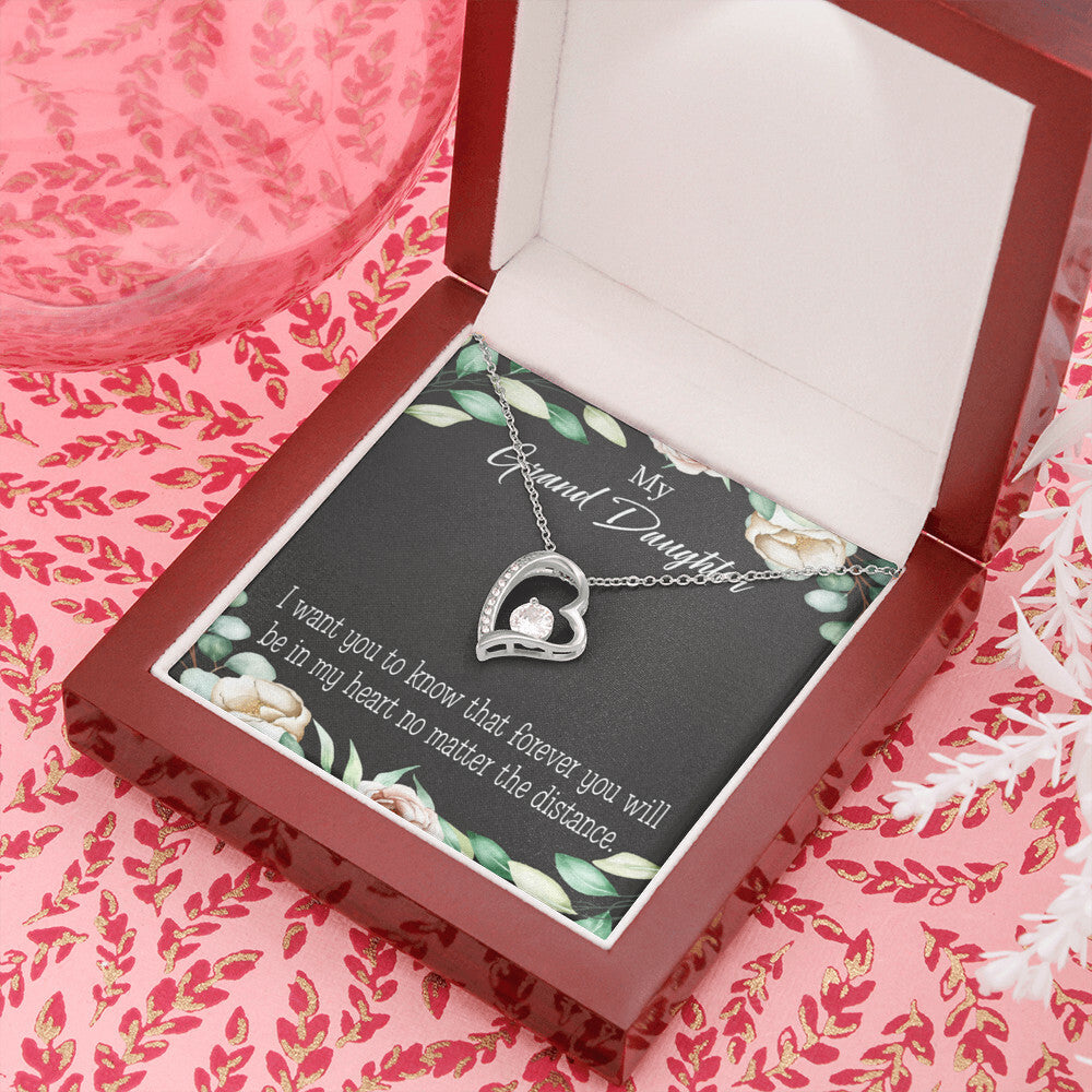 To My Granddaughter Forever in My Heart Forever Necklace w Message Card-Express Your Love Gifts