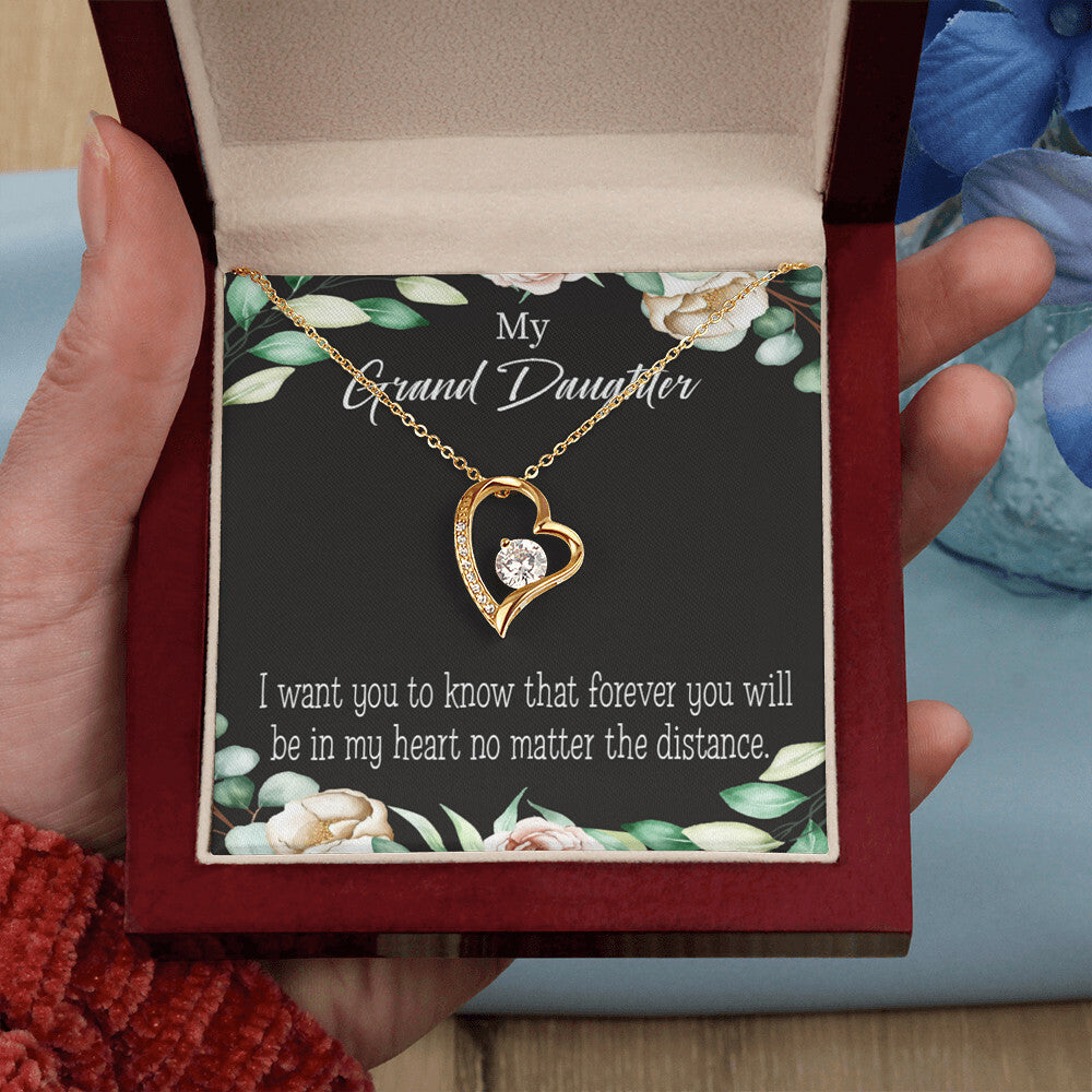 To My Granddaughter Forever in My Heart Forever Necklace w Message Card-Express Your Love Gifts