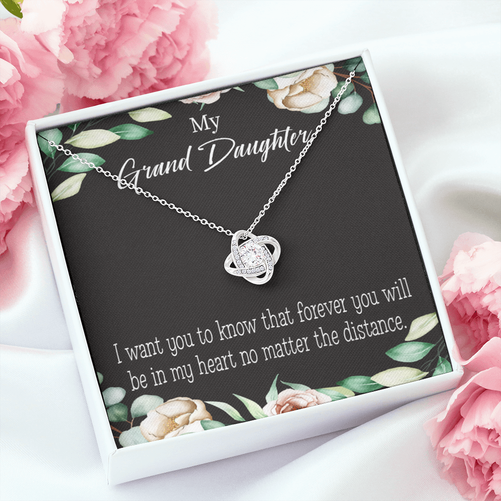 To My Granddaughter Forever in My Heart Infinity Knot Necklace Message Card-Express Your Love Gifts
