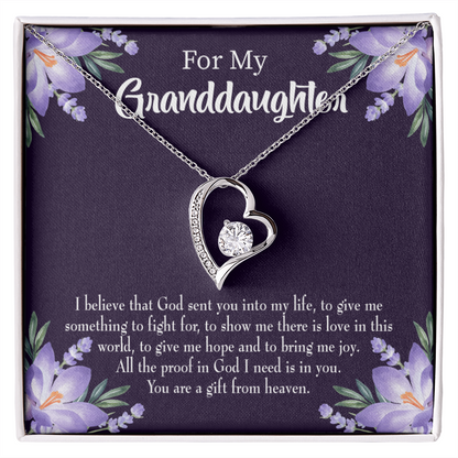 To My Granddaughter Gift From Heaven Forever Necklace w Message Card-Express Your Love Gifts