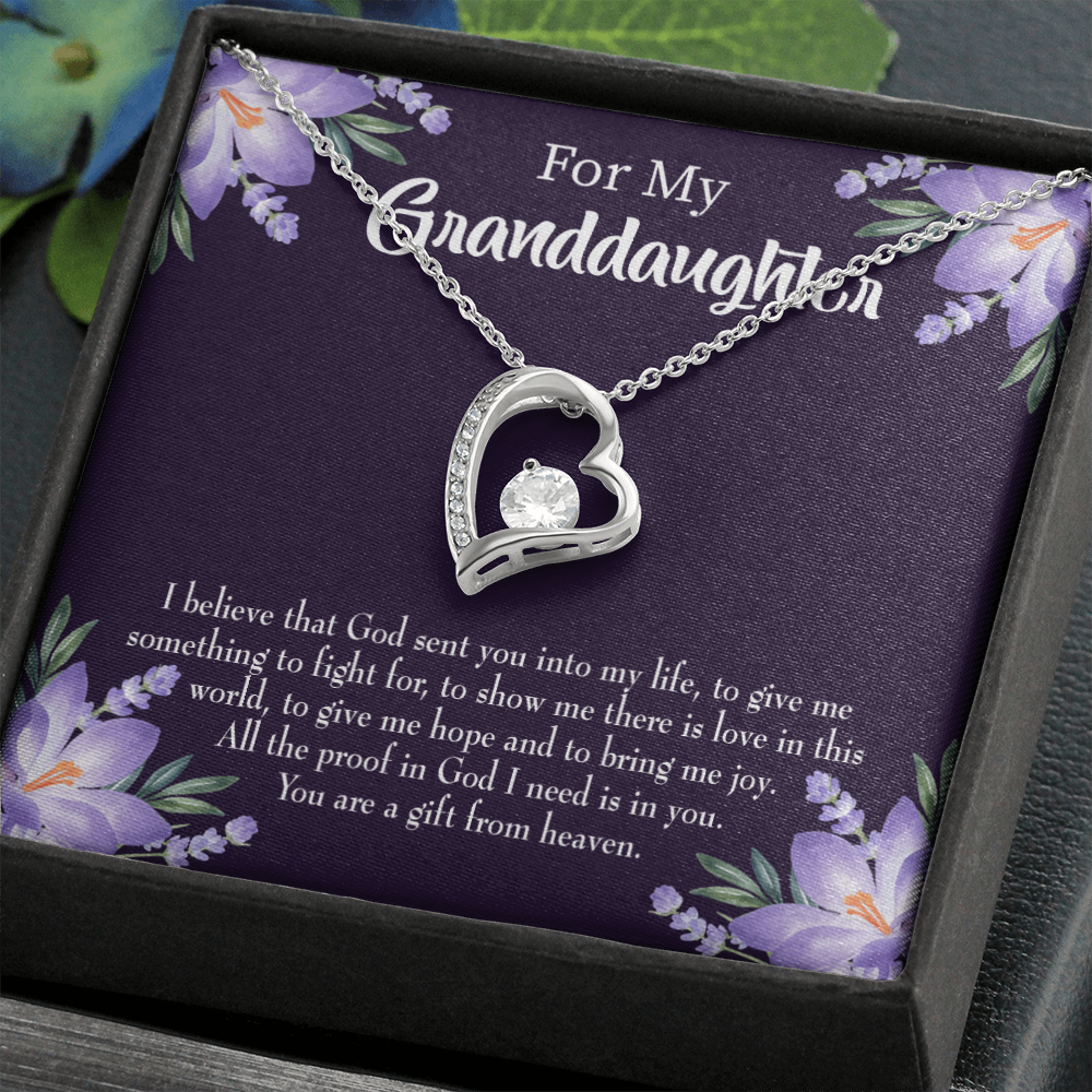 To My Granddaughter Gift From Heaven Forever Necklace w Message Card-Express Your Love Gifts