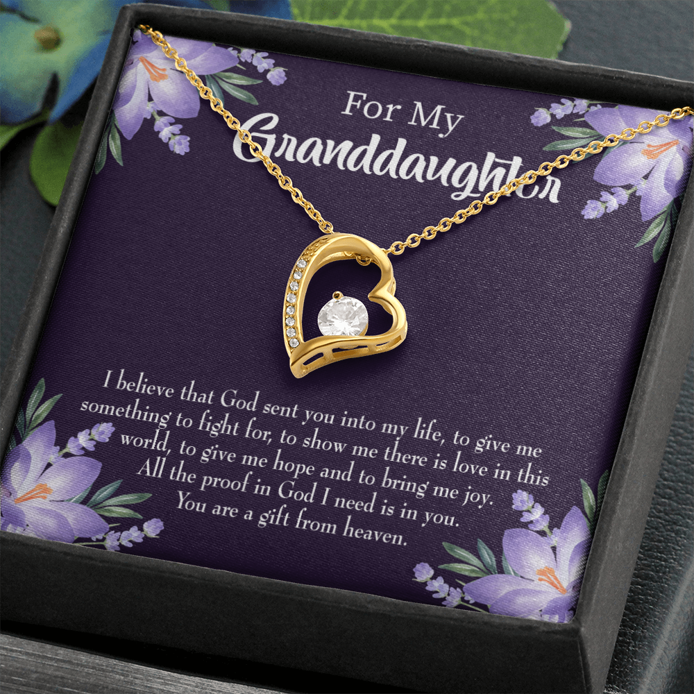 To My Granddaughter Gift From Heaven Forever Necklace w Message Card-Express Your Love Gifts