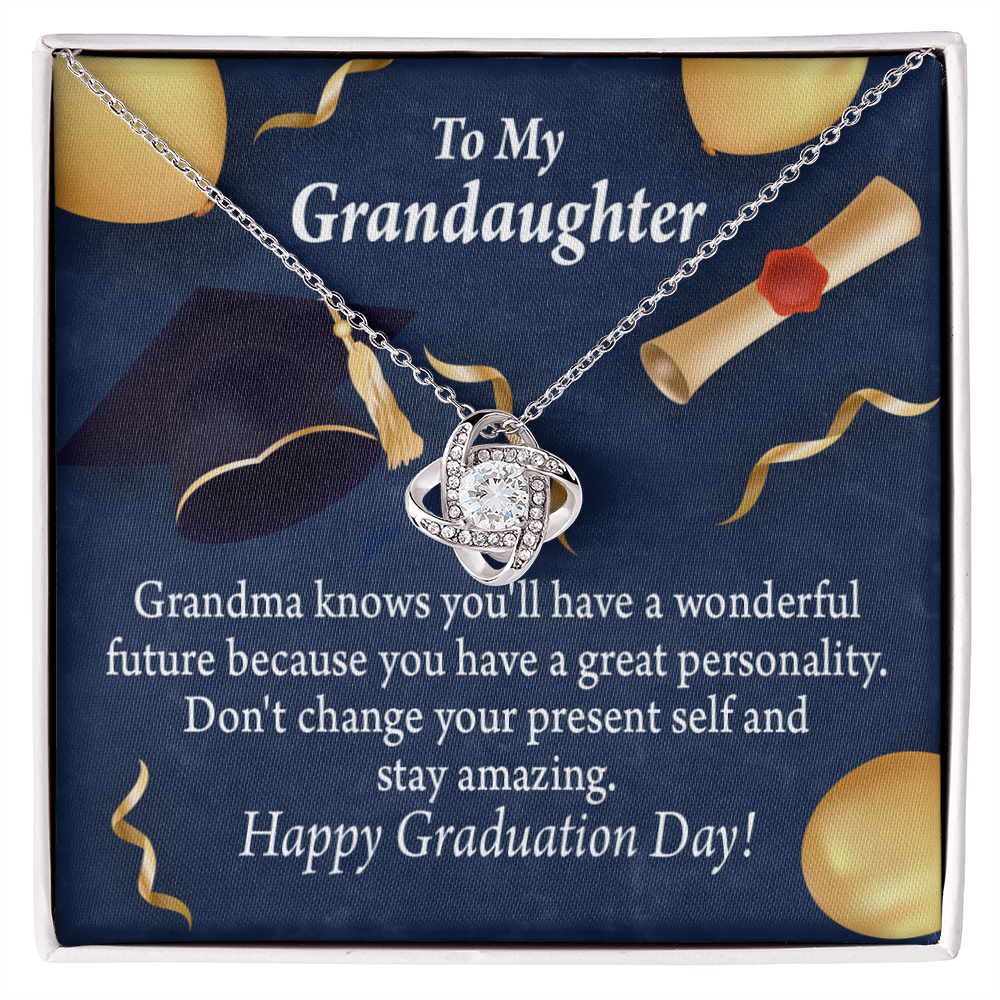 To My Granddaughter Graduation Gift Infinity Knot Necklace Message Card-Express Your Love Gifts