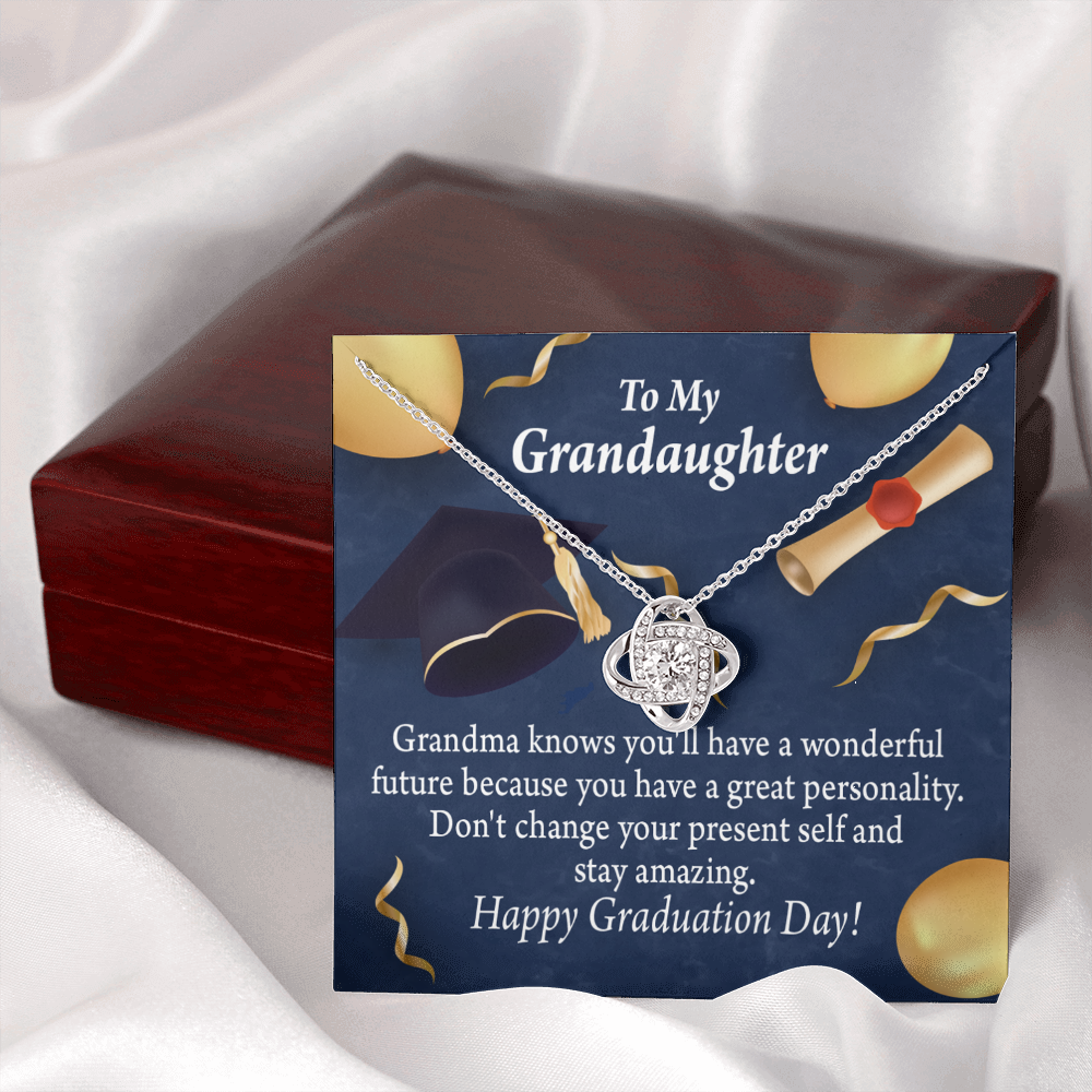 To My Granddaughter Graduation Gift Infinity Knot Necklace Message Card-Express Your Love Gifts