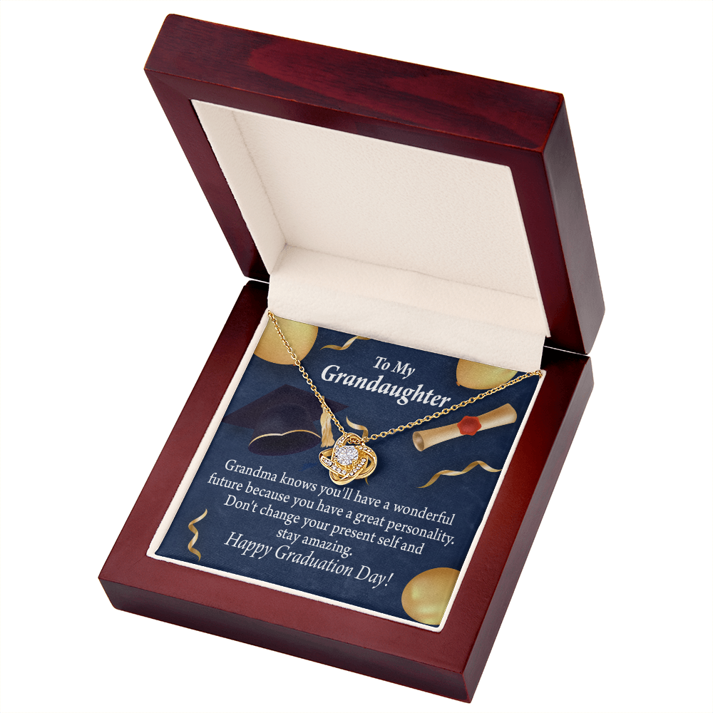 To My Granddaughter Graduation Gift Infinity Knot Necklace Message Card-Express Your Love Gifts