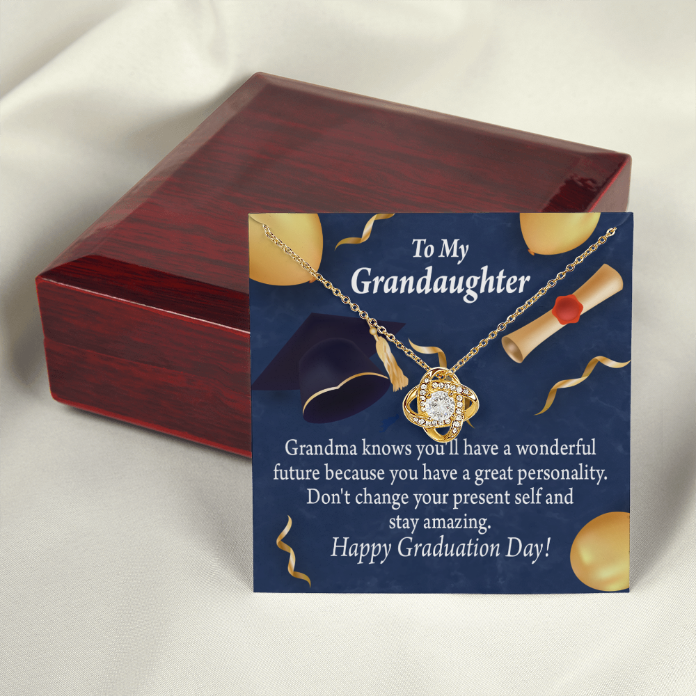 To My Granddaughter Graduation Gift Infinity Knot Necklace Message Card-Express Your Love Gifts