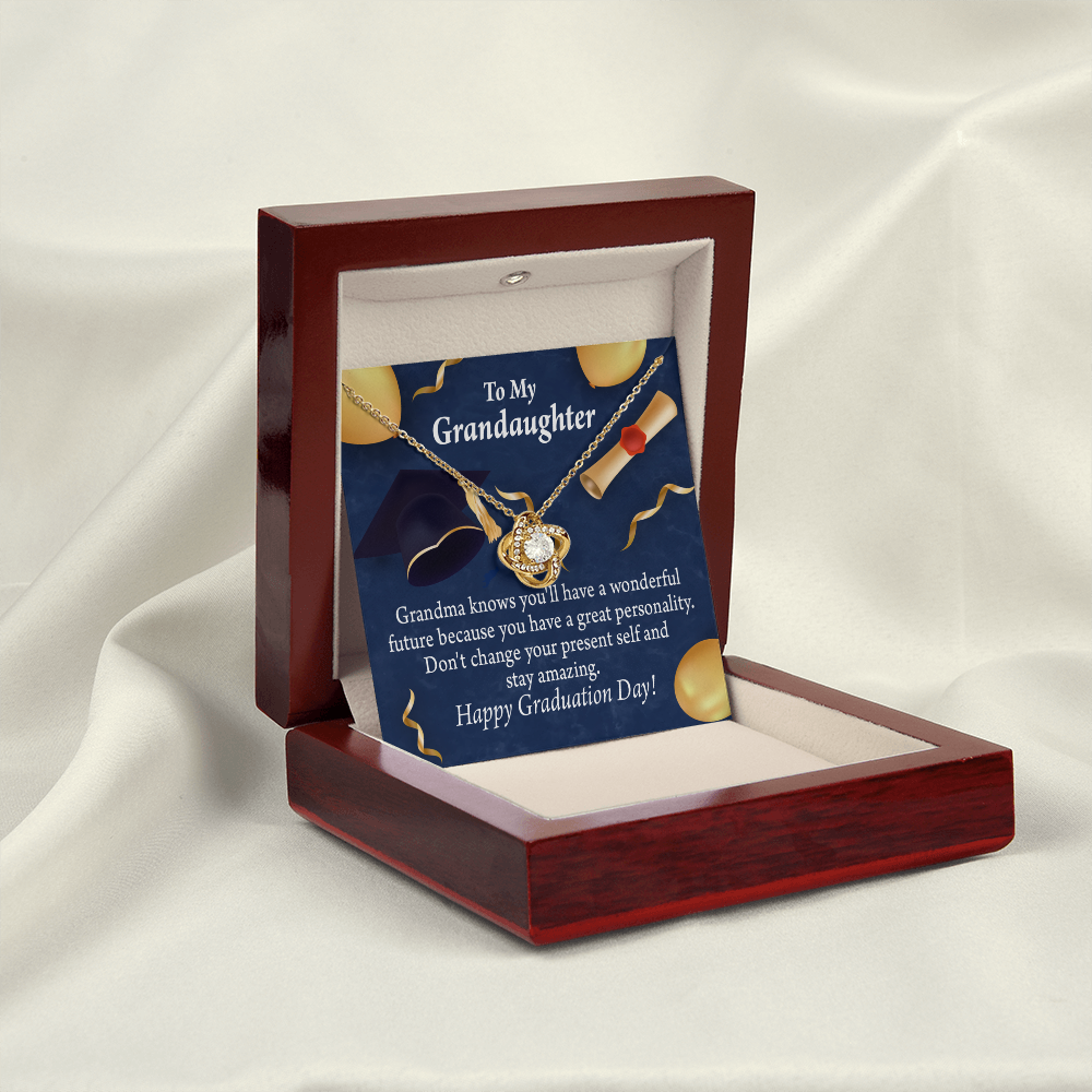 To My Granddaughter Graduation Gift Infinity Knot Necklace Message Card-Express Your Love Gifts