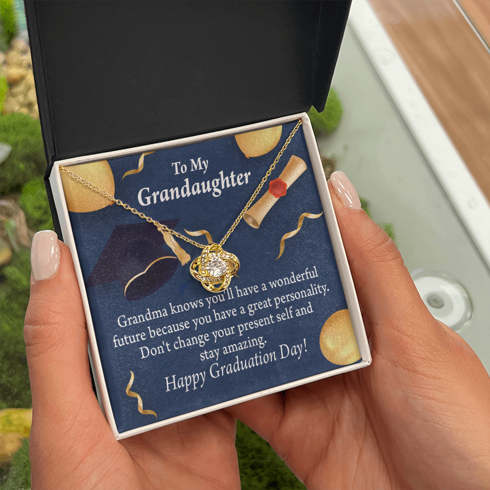 To My Granddaughter Graduation Gift Infinity Knot Necklace Message Card-Express Your Love Gifts