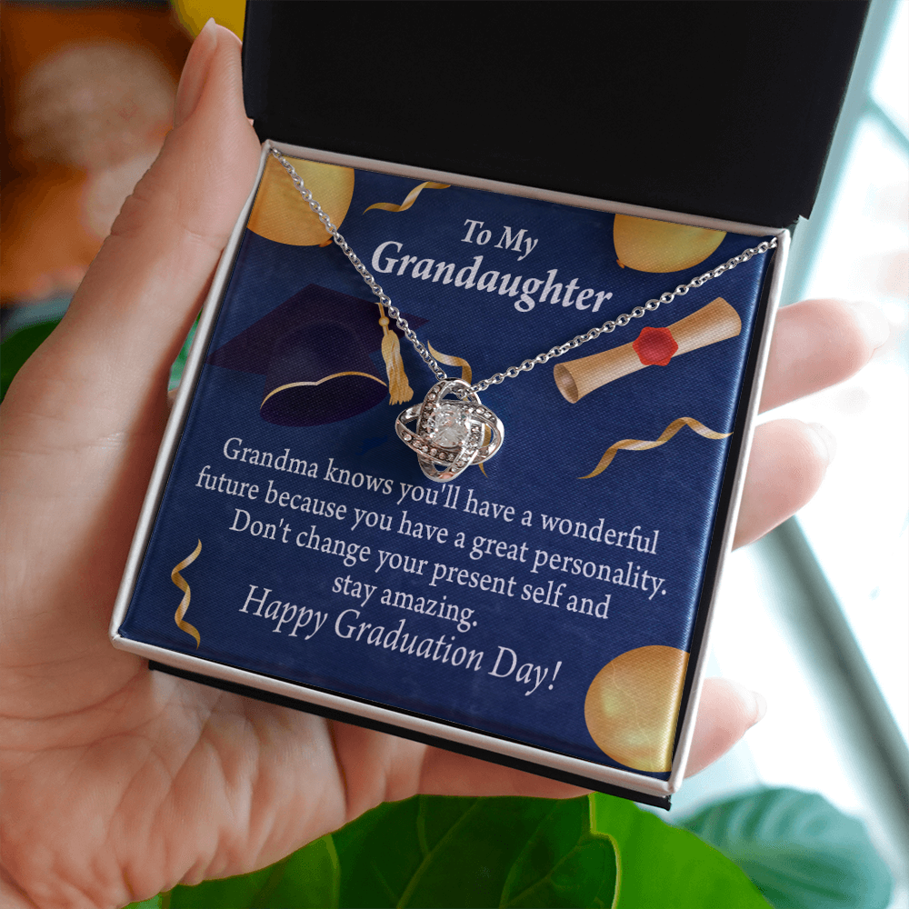 To My Granddaughter Graduation Gift Infinity Knot Necklace Message Card-Express Your Love Gifts