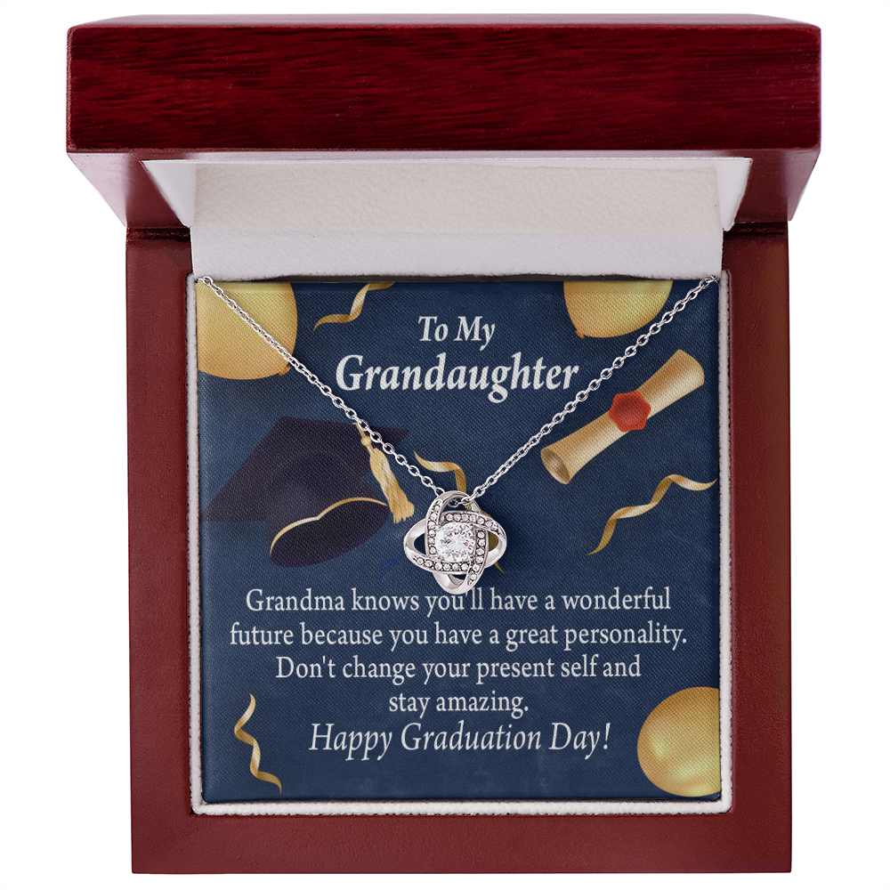 To My Granddaughter Graduation Gift Infinity Knot Necklace Message Card-Express Your Love Gifts