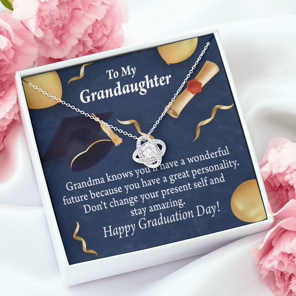 To My Granddaughter Graduation Gift Infinity Knot Necklace Message Card-Express Your Love Gifts