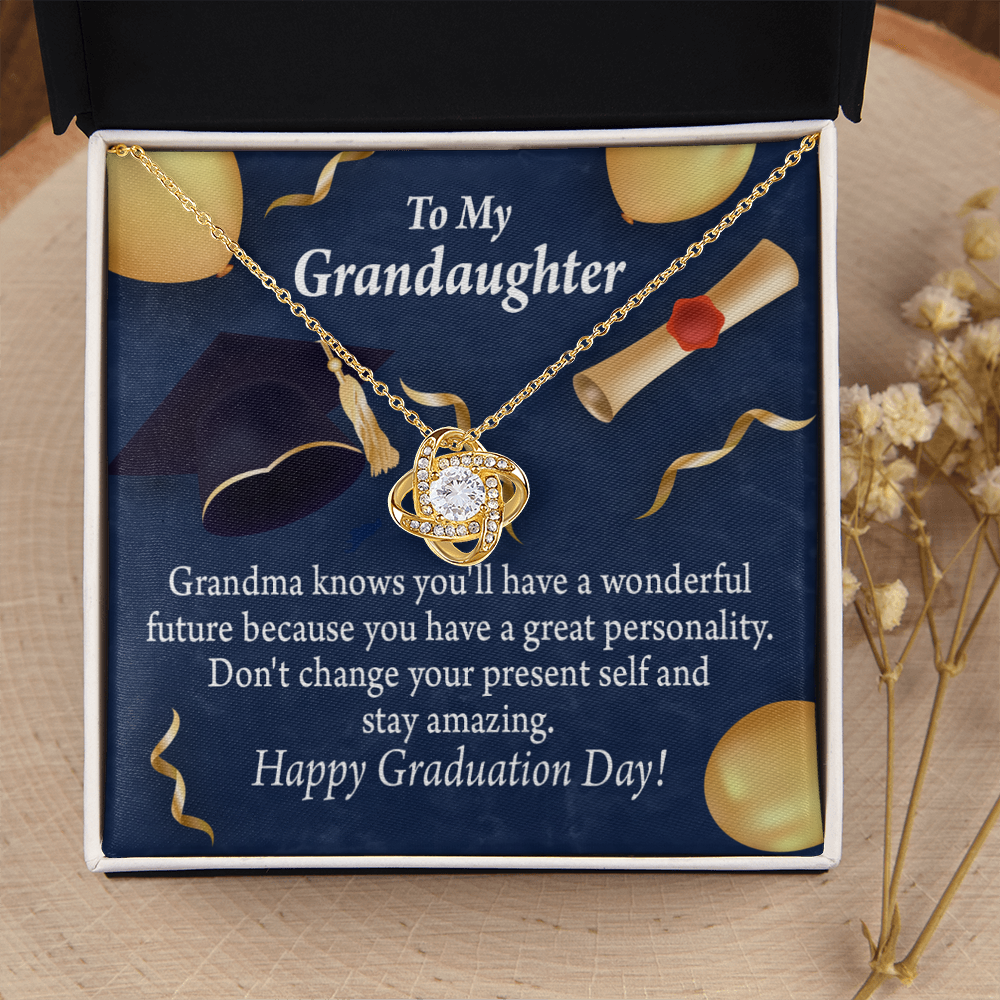 To My Granddaughter Graduation Gift Infinity Knot Necklace Message Card-Express Your Love Gifts