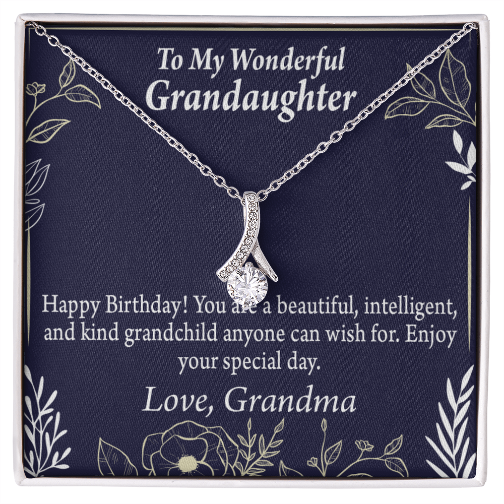 To My Granddaughter Granddaughter Birthday Gift Alluring Ribbon Necklace Message Card-Express Your Love Gifts
