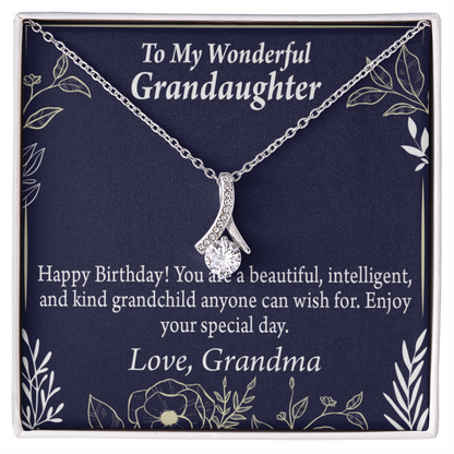 To My Granddaughter Granddaughter Birthday Gift Alluring Ribbon Necklace Message Card-Express Your Love Gifts