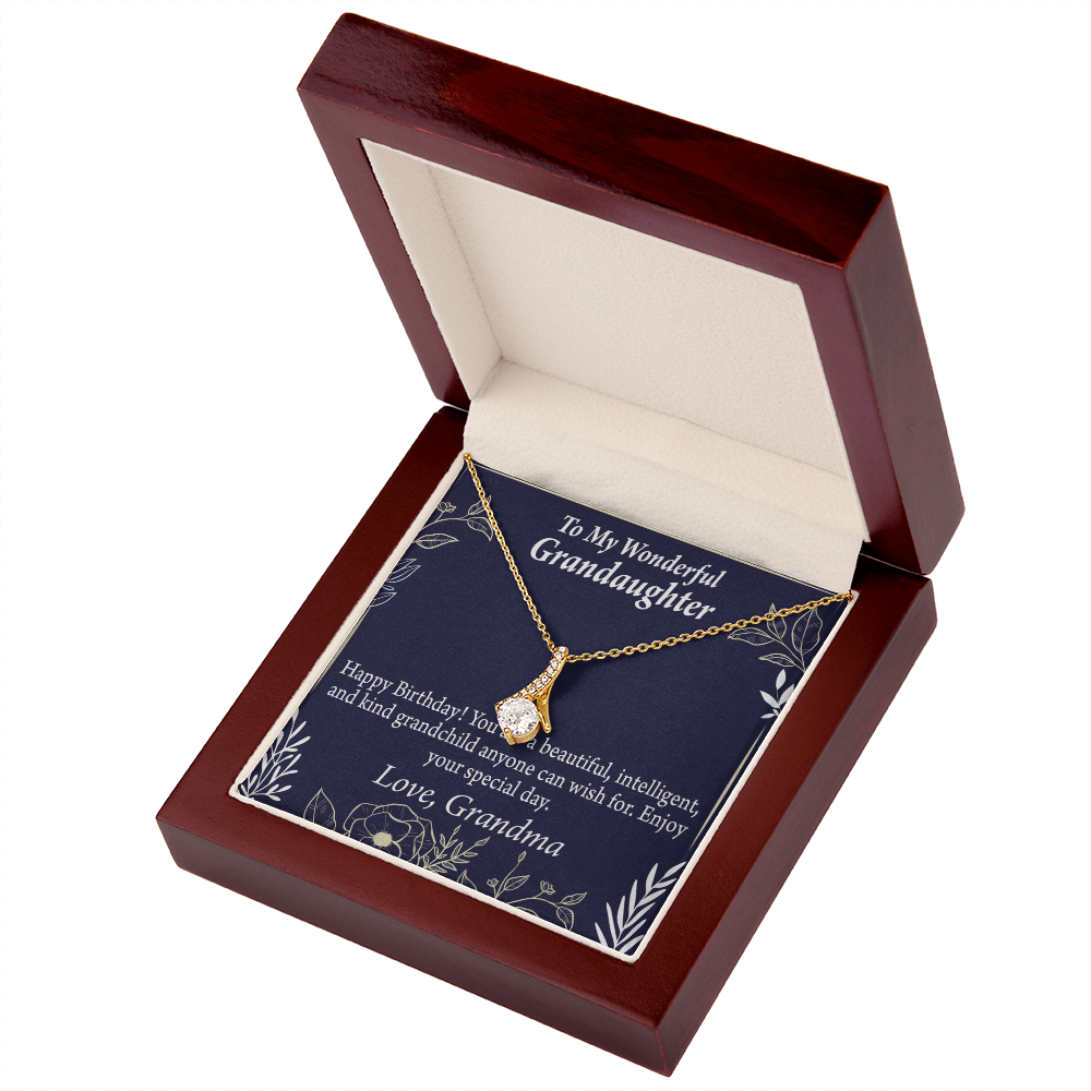 To My Granddaughter Granddaughter Birthday Gift Alluring Ribbon Necklace Message Card-Express Your Love Gifts