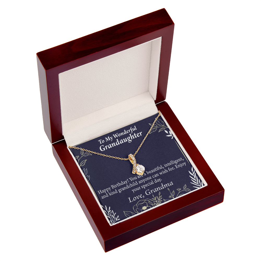 To My Granddaughter Granddaughter Birthday Gift Alluring Ribbon Necklace Message Card-Express Your Love Gifts