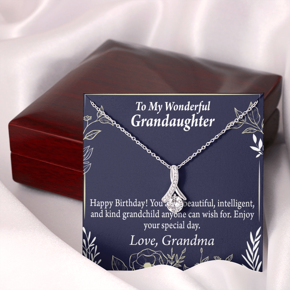 To My Granddaughter Granddaughter Birthday Gift Alluring Ribbon Necklace Message Card-Express Your Love Gifts